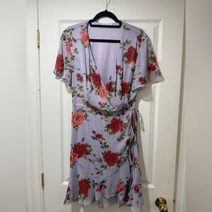 All in Favor Floral Wrap Dress